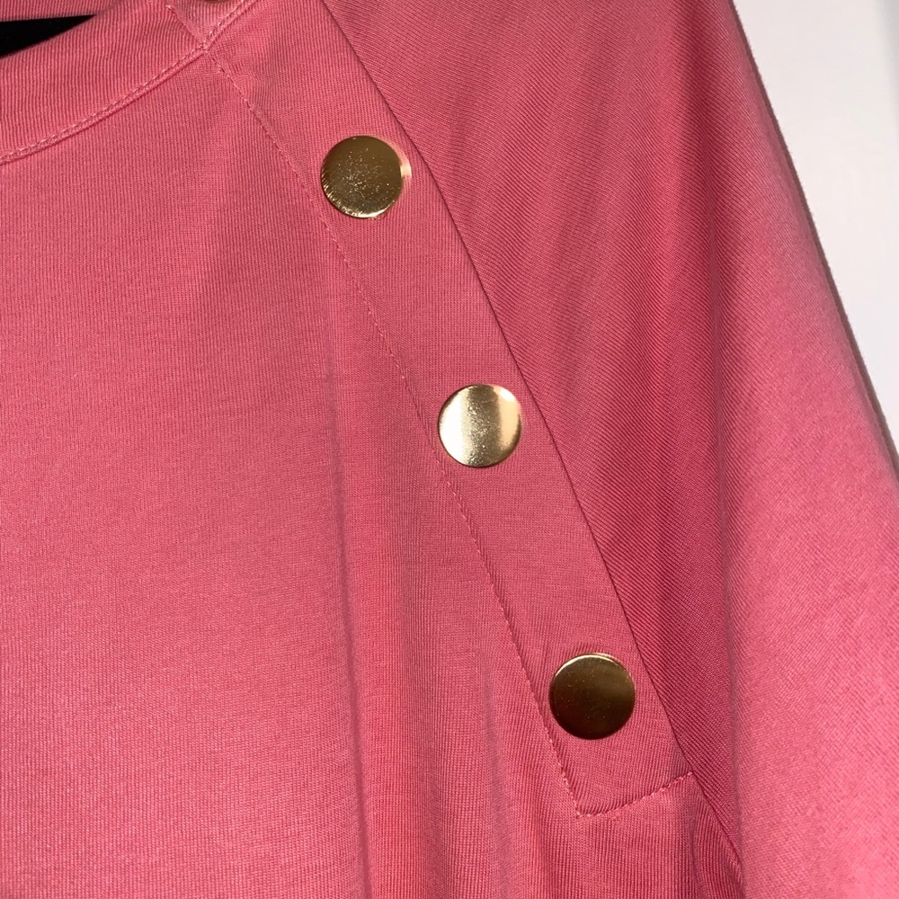 Chico's Pima Sweatshirt with Gold Button Details - Picture 2 of 6